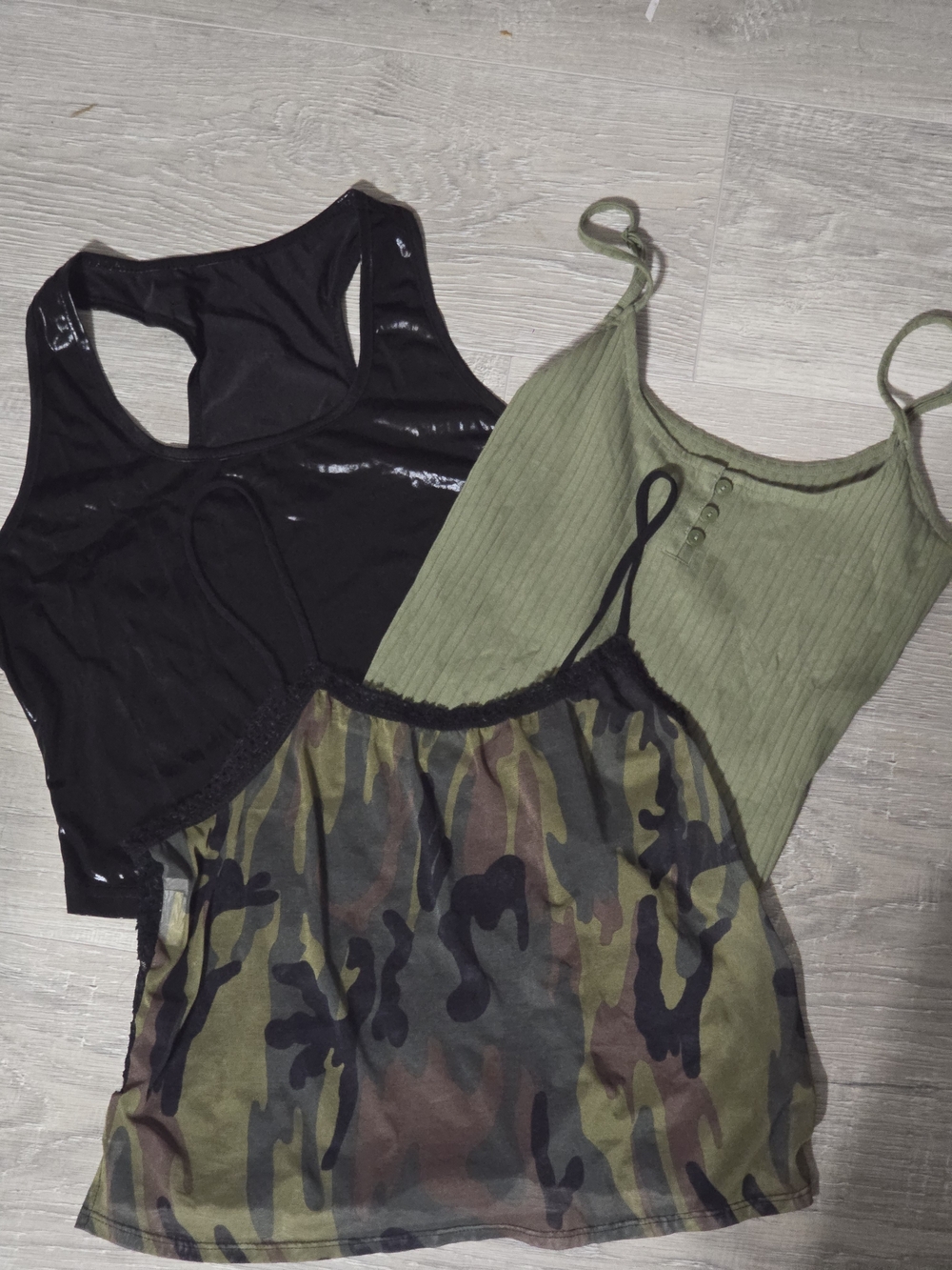 3-Piece Y2K Camo & Utility Tank Top Bundle – Size Medium
